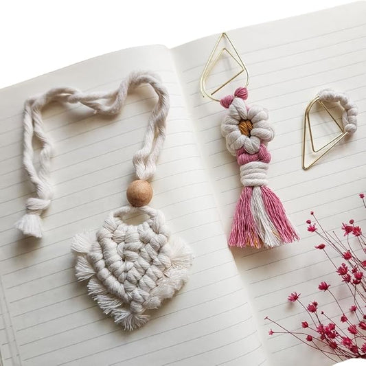 Set of 3 Whimsical Bookmark | Book tabs Classroom Must Haves Crochet Flower Bookmark Paper Clips Bullet Journal Tassels for Bookmarks Cute Things Teacher Must Haves