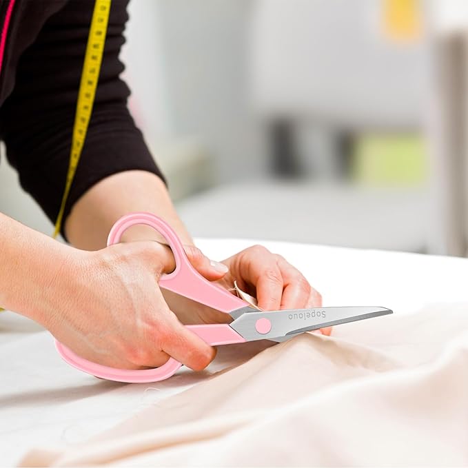 Scissors Set of 6-Pack, 8" Scissors All Purpose Comfort-Grip Handles, Sharp Scissor for Office Home School Craft Sewing Fabric Supplies, High/Middle School Student Teacher, Right/Left Hand