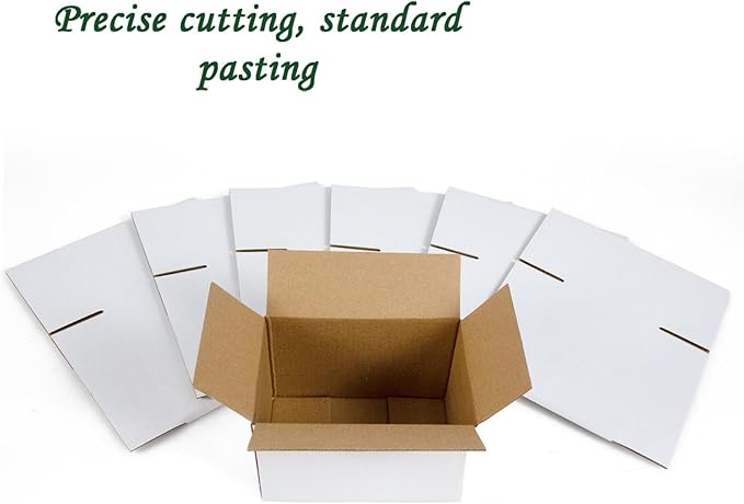 6x4x4 Inches Shipping Boxes Set of 40, White Corrugated Cardboard Box Literature Mailer for Packing Small Business