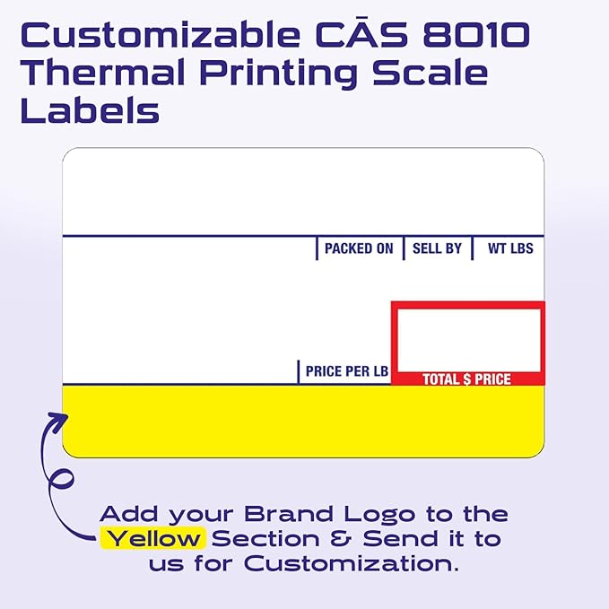 CEPRICO - Customizable CĀS Scale Labels - 48 Rolls of Thermal UPC Printing Scale Labels – Compatible with CĀS LST-8010 | Ideal for Supermarkets, Retailers and Grocery Stores