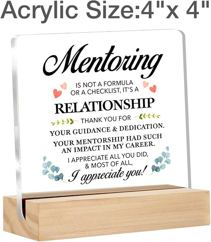 Thank You Mentor Gifts I Appreciation You Clear Desk Decorative Sign Grateful Appreciation Gift for Boss Coach Mentor Acrylic Sign with Stand Table Plaque Sign Keepsake