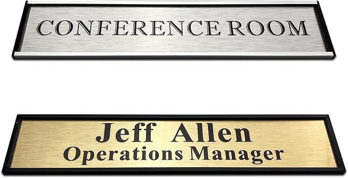 Personalized Name Plate for Door or Wall, 2 * 10 inch Custom Office Aluminum Door Name Plates with Two Lines Custom Text, Office Gifts for Coworkers Boss Teacher, Employee Appreciation Gifts