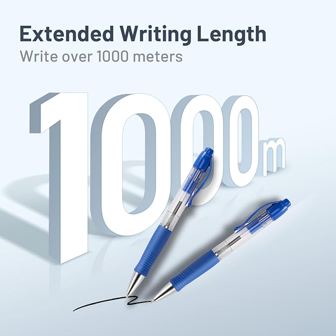 BallPoint Pens Bulk, 100 Pack (Blue Ink), No Bleed Blue Ink with soft Grip, Click Pens for Office Home and School, Retractable Ballpoint Pens, Medium Point, 1.00MM Smooth Writing (Blue)