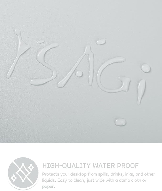 YSAGi Non-Slip Leather Desk Pad, Waterproof Laptop Computer Desk Keyboard Mat, Table Protector Blotter Mat, Large Mouse Pad for Office/Work/Home/Decor(Silver-Grey, 23.6" x 13.7")