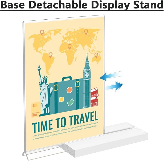 MaxGear 5x7 Acrylic Sign Holder 12 Pack, Double Sided Display Stand, Clear Paper Holder Picture Frame, Plastic Menu Stand Photo Frame for Stores, Restaurants, Hotels, Office