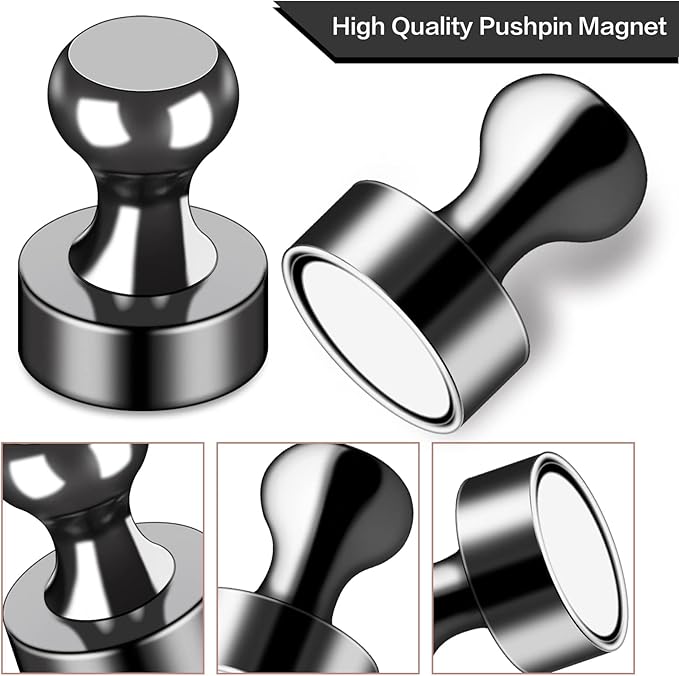 LOVIMAG 60Pcs Black Fridge Magnets - Strong Neodymium Magnets for Whiteboard, Refrigerator, Office, Classroom, Locker, Picture