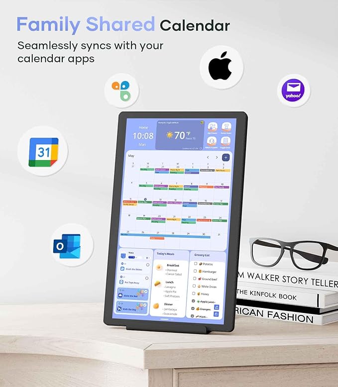 Digital Calendar 15.6'' Wall Touch Screen Chore Chart Customize Dashboard Smart Electronic Calendar Digital for Family Meal Planner Support All Google Play App with Stand Wall Mount Black