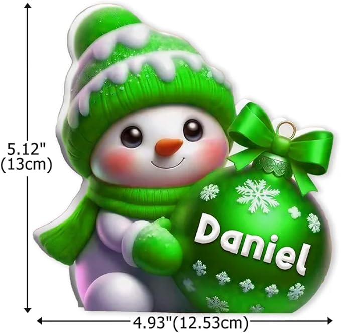 CALLIE Personalized Christmas Ball Decoration with Name, Multicolor Cute Snowman Home Decor Winter Desk Table Decor, Christmas for Family Friend