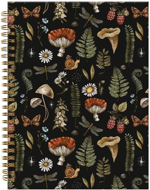 Spiral Journal Notebook,A5 Hardcover Lined Journals for Women Girl 6 x 8.3 in,120 Pages Thick Paper,Cute College Ruled Writing Notebook for Gifts Office Work School(Mushroom Forest Plant)