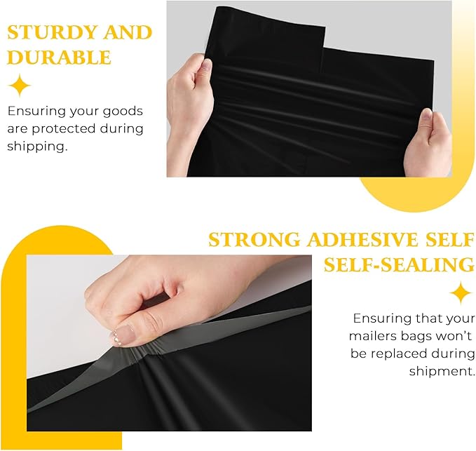 Metronic Large Poly Mailers 17.7x22” 25 Pack,Bulk Shipping Bags for Clothes,Strong Self Adhesive Shipping Envelopes for Small Business,Waterproof Mailing Envelopes for Packaging Black