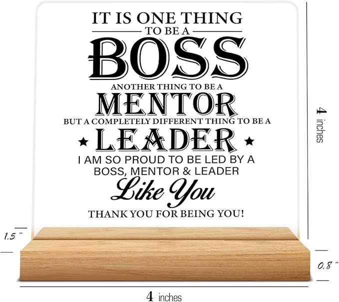 Zauly Best Boss Gifts, Acrylic Desk Sign, Modern Inspirational Decor, 4 x 4 Inches