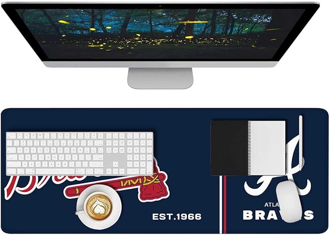 Generic Baseball Mouse Pad Extended Large Gaming Desk Pad 31.5 x 11.8 Inch, XL Mousepad Topographic Mouse Pad with Anti-Slip Rubber Base for Atlanta Home Office