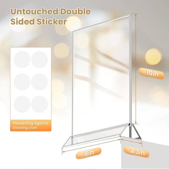 8.5X11 Sliver Frames Double-Sided Acrylic Sign Holder Sliver Picture Frames Flyer Holder for Menu Holder Wedding Table Number Holder Photo Frames with Glue Dots Double Sided Removable-3 Pack