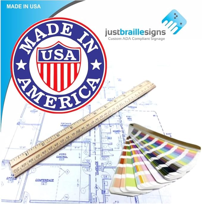 ADA EXIT STAIR DOWN braille sign, 6” x 6”, ADA Compliant Stair Exit Identification Sign for Building or Business, Many Colors Choices, Made in USA (Blueberry)