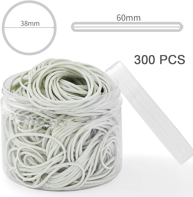 AMUU Rubber Bands office 300pcs white Small Rubber Bands for Office School Home size16 Elastic Band