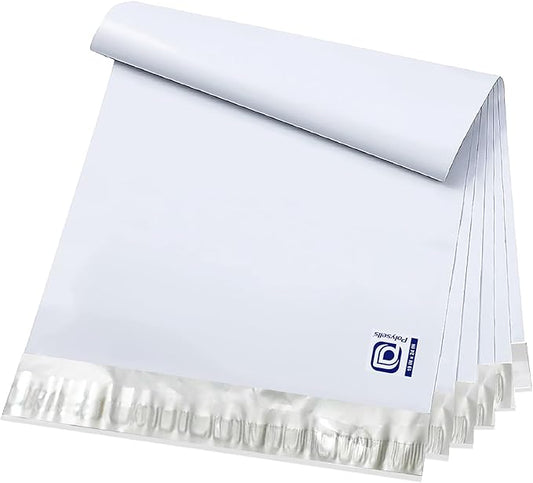 POLYSELLS 50 pcs 19x24 Inches White x Silver Poly Mailers Shipping Envelopes, Strong Adhesive Sealing, Waterproof, and Tear-resistant Postal Mailing Bags for Clothing, Books, and Accessories