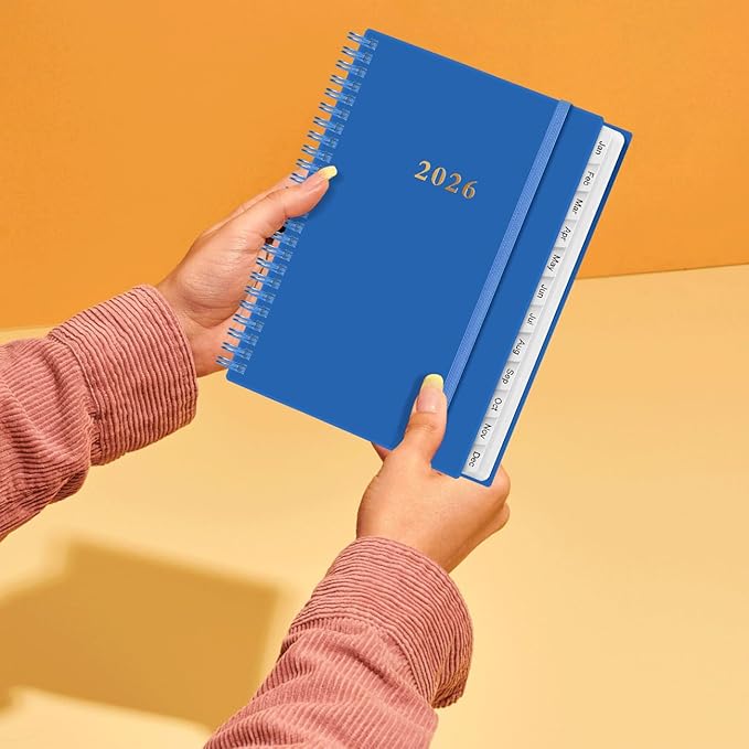 2026 Planner - Planner 2026 from January 2026 - December 2026, Weekly & Monthly Planner Spiral Bound with 12 Monthly Tabs, Inner Pocket, 6.4" x 8.5", Blue-B