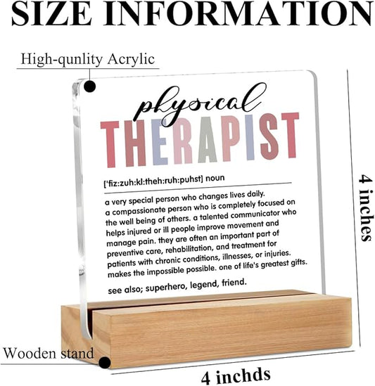 Physical Therapist Definition Table Desk Decor, Physical Therapist Gifts, Physical Therapy Gifts Acrylic Sign, Thank You Gifts, Acrylic Plaque with Stand, Therapist Office Home Bedroom Decor