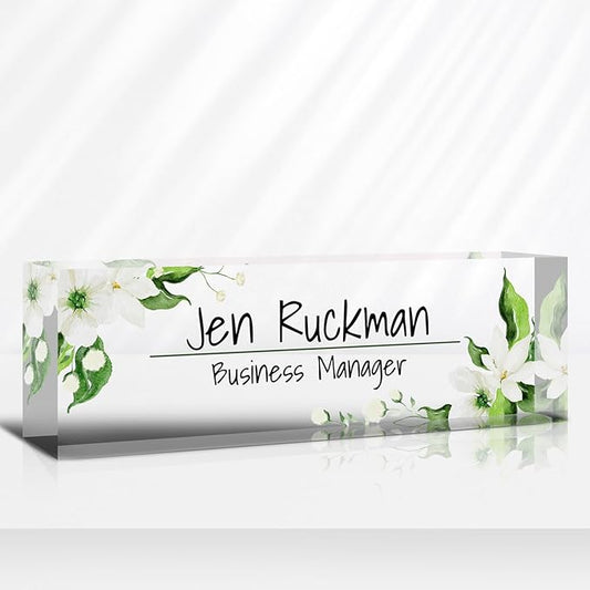 Desk Name Plate Personalized, Custom Name Plate for Desk, Acrylic Desktop Accessories, Office Gift & Decor for Women Men, Teacher Nurse Boss Employee Appreciation Gifts