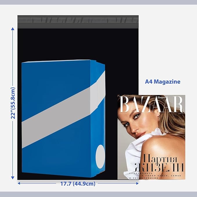 Fuxury 500 Pack 17.7x22" Black Large Poly Mailers Bulk,Waterproof Mailing Envelopes for Clothing,XL Strong Adhesive Self Seal Poly Shipping Bags for Postage Return Books Small Business