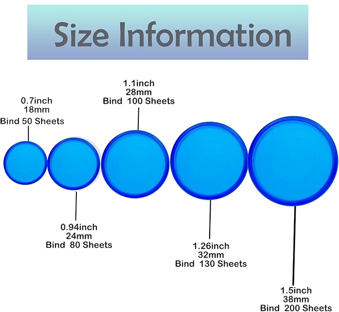 100pcs Discbound Notebook Discs DIY Planner Accessories fits for Tul,Levenger,Arc,Happy Planner,Talia(Transparent Blue,0.94inch/24mm)