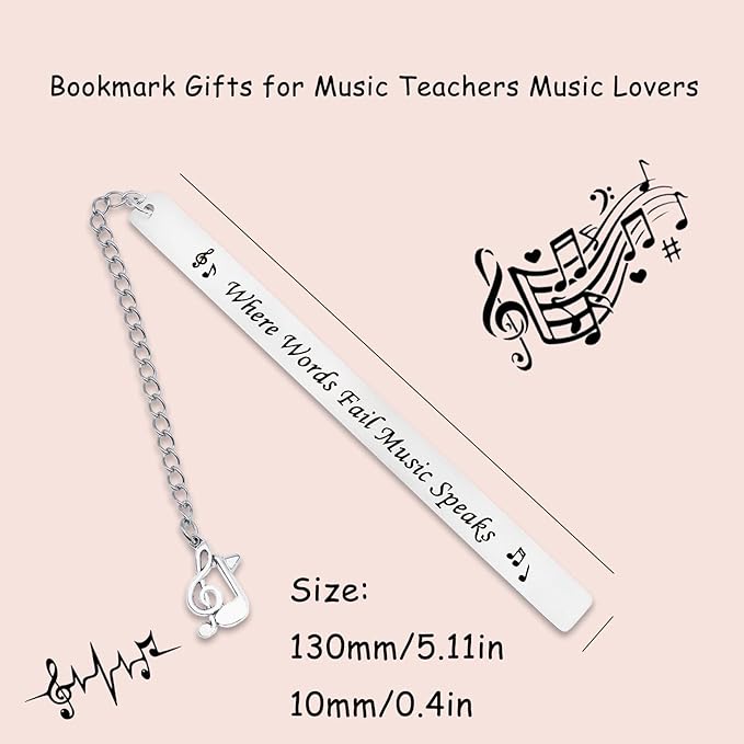 Music Bookmark Gifts for Music Lovers Bookish Bookworms Teacher's Day Graduation Gift for Teachers Students Back to School Birthday Christmas for Musicians Reading Lover Women Men