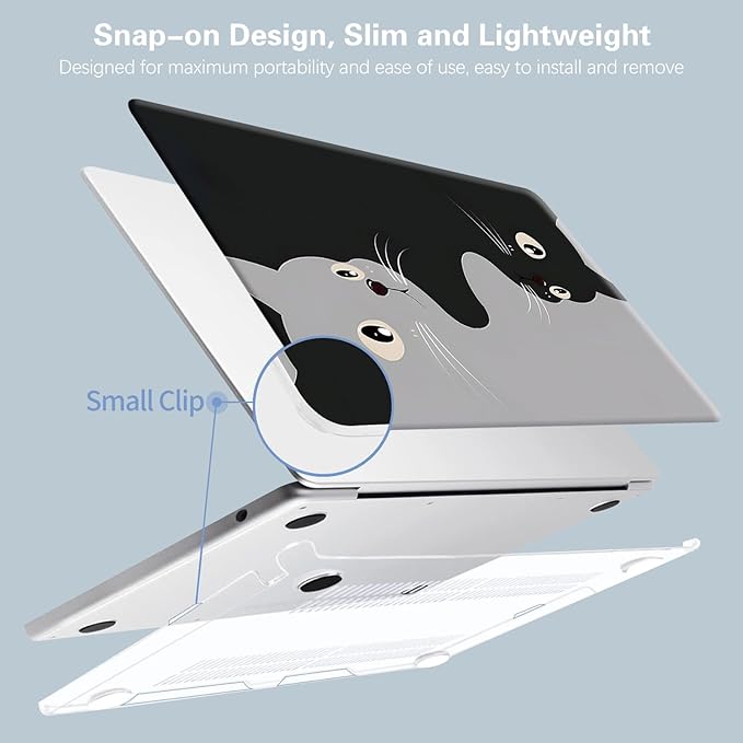 KEROM Compatible for MacBook Pro 16 inch Case 2025 2024 2023 2022 2021 M4 M3 M2 M1 Pro/Max Chip A3403 A3186 A2991 A2780 A2485, Cute Aesthetic Protective Plastic Hard Shell & Keyboard Cover, Two Cats