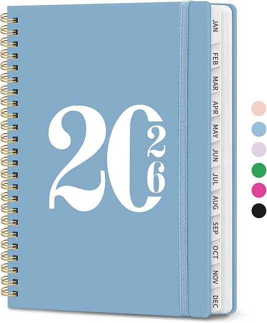 2026 Planner, Weekly and Monthly Calender Planner, Jan 2026 to Dec 2026, Hardcover 2026 Calendar Planner Book with Tabs & Inner Pocket, Office Home School Supplies for Women & Men - A5 (6.3" x 8.5"), Blue