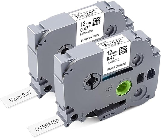 Tze-231 Tzc-231 Work with Brother P Touch Tape Refill PTH110 D210 D220 Tape Refill 12mm 0.47 Laminated White TZ-231 Compatible for Brother Cube H103w 1180 1280 1890 2040,Black on White 8m 26.2ft