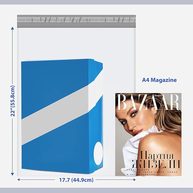 Fuxury 500 Pack 17.7x22" White Large Poly Mailers Bulk,Waterproof Mailing Envelopes for Clothing,XL Strong Adhesive Self Seal Poly Shipping Bags for Postage Return Books Small Business