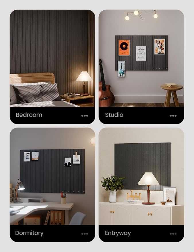 Large Felt Bulletin Board 36" x 24" Cork Board Alternative-6 Pack with 40 Safe Removable Adhesive Tabs, Cork Boards for Walls Cork Board for Home Office Classroom Pin Board (Charcoal Gray)