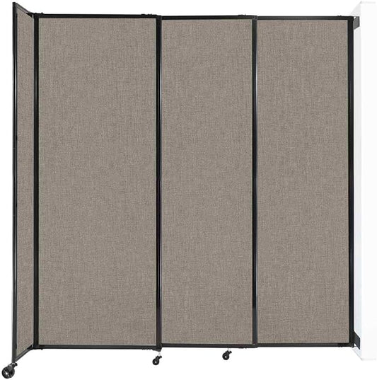 Wall-Mounted Sliding StraightWall Room Divider | Adjustable Widths | Locking Wheels | Room Separator | Up to 7'2" Wide x 7'6" Tall Warm Pebble Fabric Panels