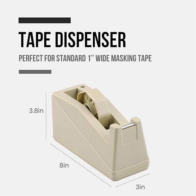 Lichamp Desktop Tape Dispenser Holder with Large 3 Inch Core for Masking, Heat Transfer, Painters, Freezer, Kitchen Tape