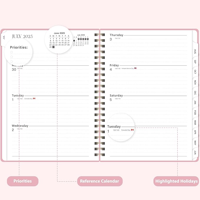 Planner 2025-2026, Weekly and Monthly Calendar Academic Planner (July 2025 - June 2026), Hardcover Teacher School Student Agenda with Tabs, Ideal for School Office Supplies, A5 (6.3" x 8.5")