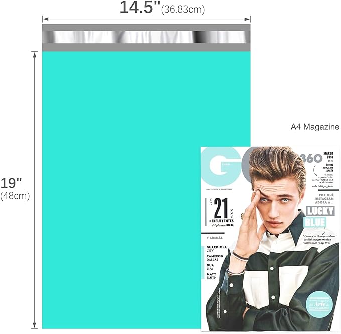 Fuxury Poly Mailers 14.5x19 Inch 50 Pcs, Waterproof Shipping Bags for Clothing, Strong Adhensive Shipping Envelopes for Small Business, Self Seal Mailers Poly Bags Mailing Envelopes Teal