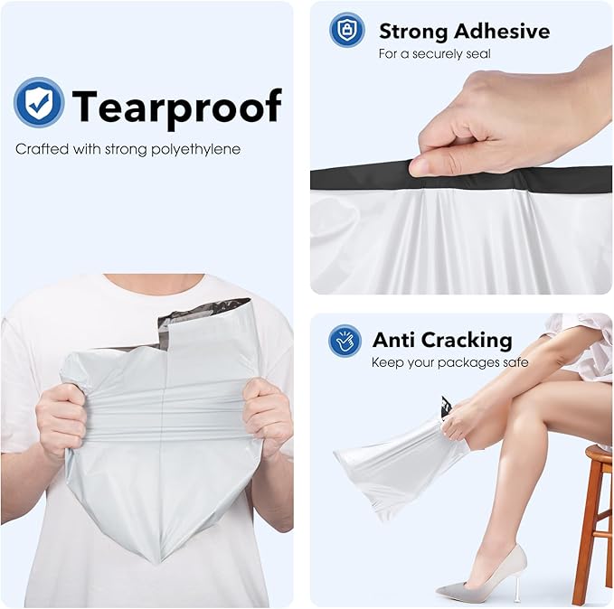 Fuxury 9x12" 1000pcs Shipping Bags Poly Mailers for Clothing,Waterproof Shipping Bags for Clothing, Strong Adhesive Shipping Envelopes for Small Business, White