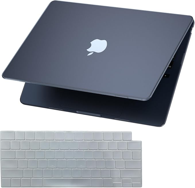 KEROM Midnight Case for MacBook Air 13 inch M4 2025, 2024-2022 M3 M2 A3240 A3113 A2681, MacBook Air M4 13 inch Case, Frosted Matte Plastic Hard Shell & Keyboard Cover for Mac Air 13.6, Midnight Clear