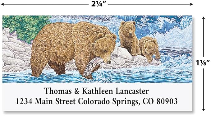American Wildlife Personalized Return Address Labels- Set of 144, Large Self-Adhesive, Flat-Sheet Labels (4 Designs) by Colorful Images