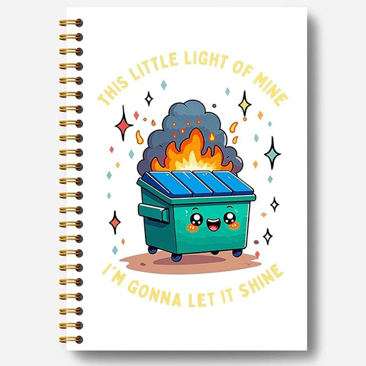 Guymn Funny Dumpster Fire Notebook, Office Work Humor Gifts for Coworkers, This Little Light of Mine Dumpster Fire Journal for Women Men, Hardcover Spiral Notebook 5.5x8.3 Inch