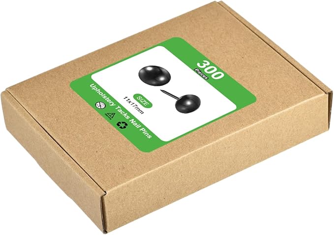 uxcell Upholstery Tacks Nail Pins Furniture, 200Pcs 11x17mm Thumb Tack Pins Assortment Kit Carbon Steel for Home Sofa DIY Decorative Nail Heads Nails, Black