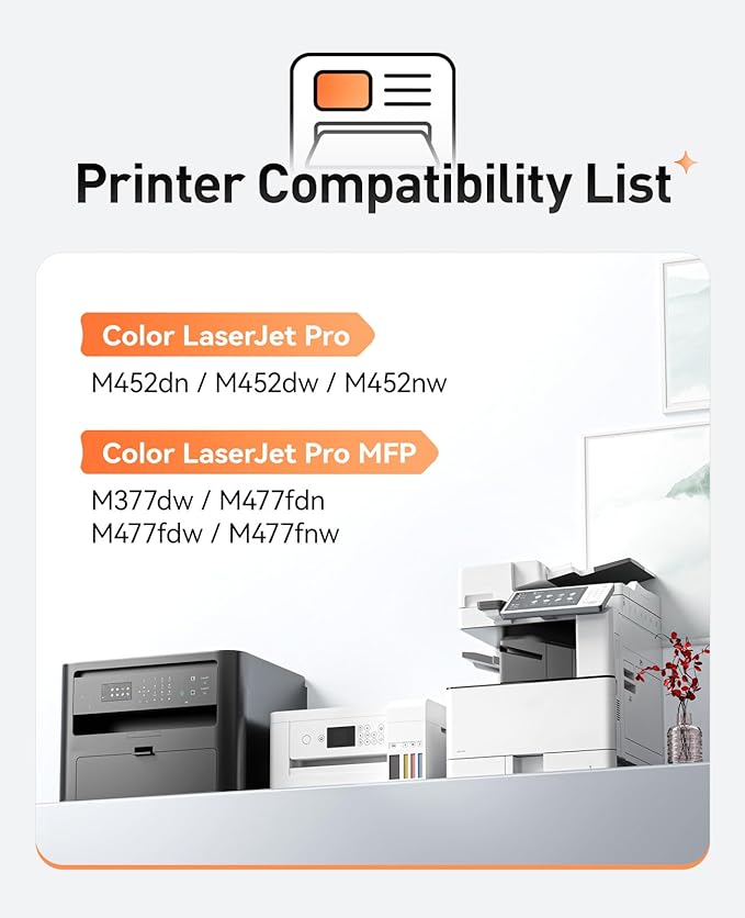 410A Toner Cartridge set 4-Pack Replacement for HP 410A 410X CF410A CF411A CF412A CF413A Compatible with HP Color LaserJet Pro MFP M377dw M477fdn M477fdw M477fnw M452dn M452dw M452nw Printer Ink Black