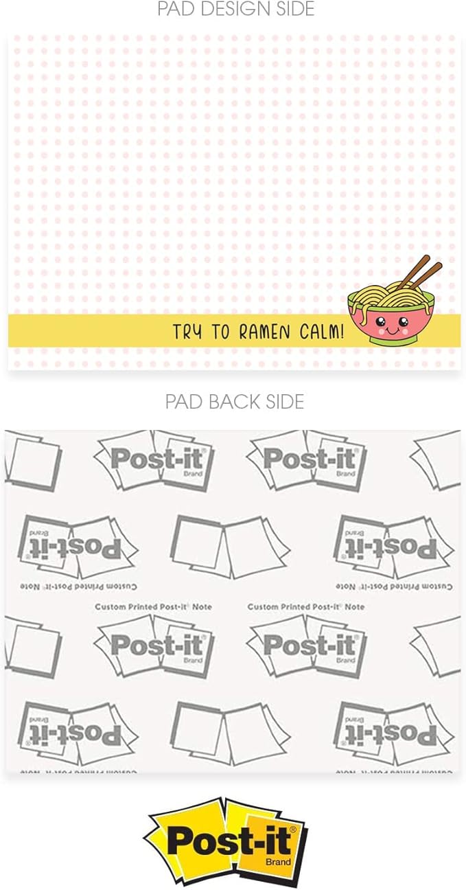 Cute Food Pun Sticky Note Assortment / 4" x 3" Trendy Repositionable Sticky Notes/Set of 6 Kawaii Foodie Pads/Made in The USA