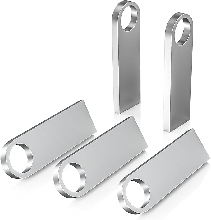 ABLAZE 16GB Flash Drive 5 Pack, Metal USB 2.0 Thumb Drives with Keychains USB Stick Pendrive (Sliver)