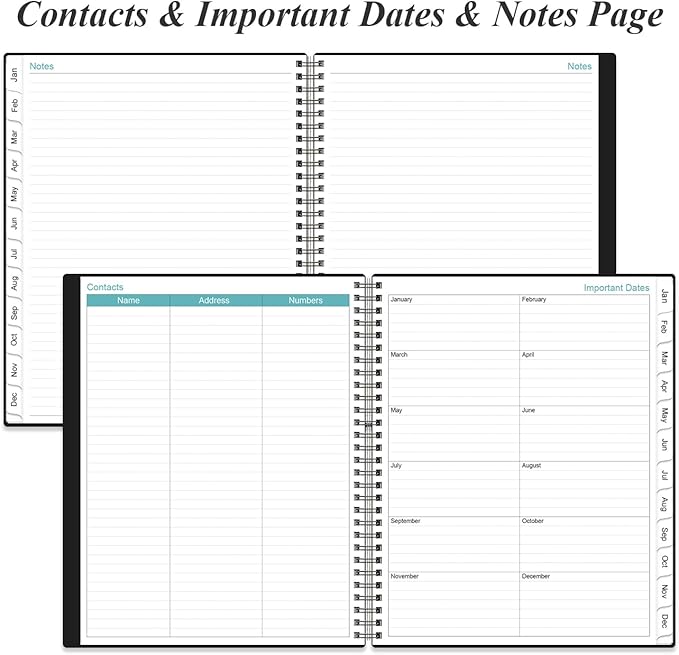 2026 Planner - Planner 2026 from January 2026 to December 2026 with 12 Monthly Tabs, Flexible Cover, Inner Pocket, 8.5" x 11", Black-B
