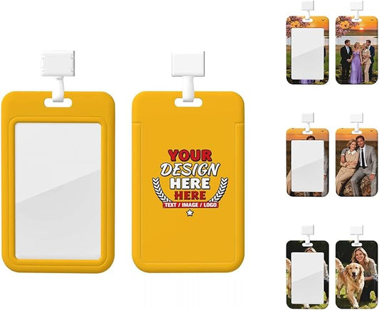 Custom Id Badge Holder Customizable Personalized Id Card with Photo Logo for Employee Work Office Staff Name Tag