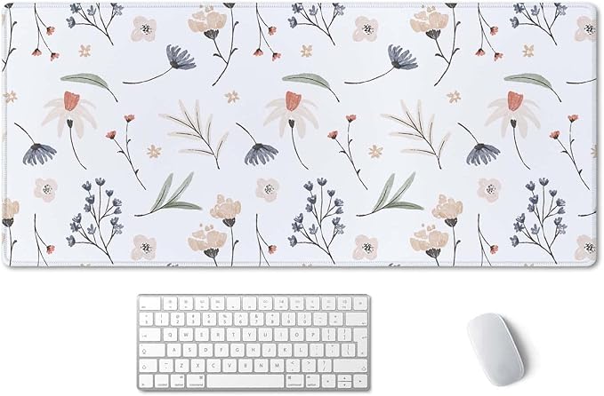 SSOIU Extra Large Flowers Desk Mat, Cute XXL Gaming Mouse Pad 35.5" X 15.7"