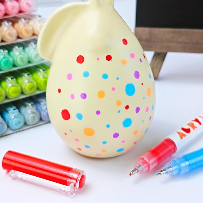 kander Direct High Gloss Acrylic Marker, 12 Colors Acrylic Paint Pens with Bullet Tip, Nicety Fine Tip Gel Pens for Teenagers, Multi-Purpose Art Supplies for Rock Painting, Crafts, DIY