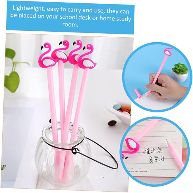 20Pcs Flamingo Gel Pens Fine Tip Cartoon Writing Pens for Students School and Home Use with Ink Capacity and Design