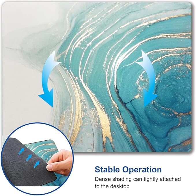 Mouse Pad, Marble Mouse Pad, Square Premium-Textured Mouse Mat Waterproof Non-Slip Rubber Base Computer Mousepads for Office Laptop Desk, Blue Marbling