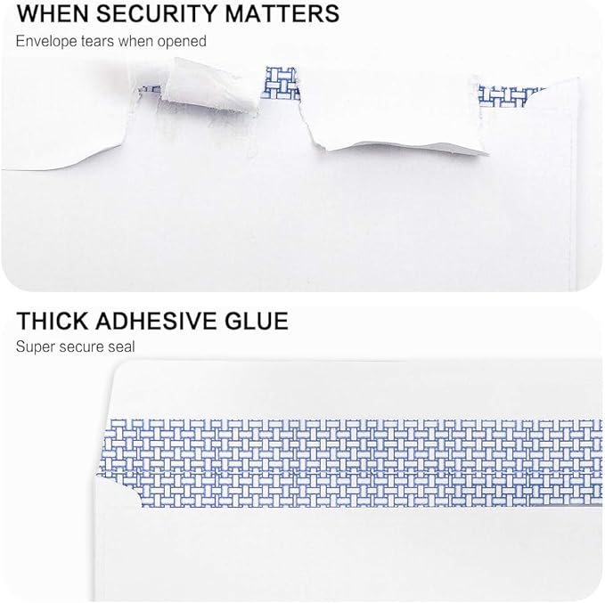 1000 Pack #10 Double Window Security Self-Seal Envelopes - Suitable Size for Multiple Business Statements, Quickbooks Invoices, and Return Envelopes, Size 4-1/8 x 9-1/2 - White - 24 LB
